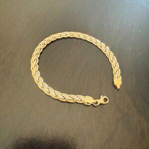 14K White and Yellow Gold Multi Rope Chain Twist Bracelet 6.75" inch Italy